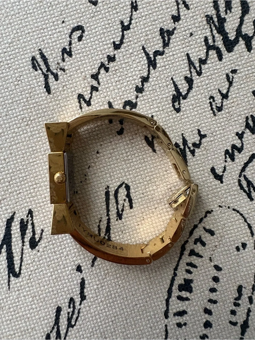 Kate Spade Gold-Tone Pink Enamel Bow Bangle Watch New